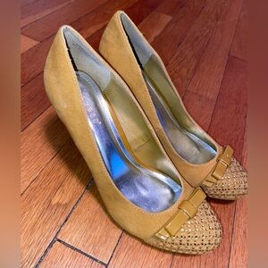 Bamboo: Women’s High Heel Bow Gems Shoes Pumps Stilettos - Size 8.5 Yellow Honey